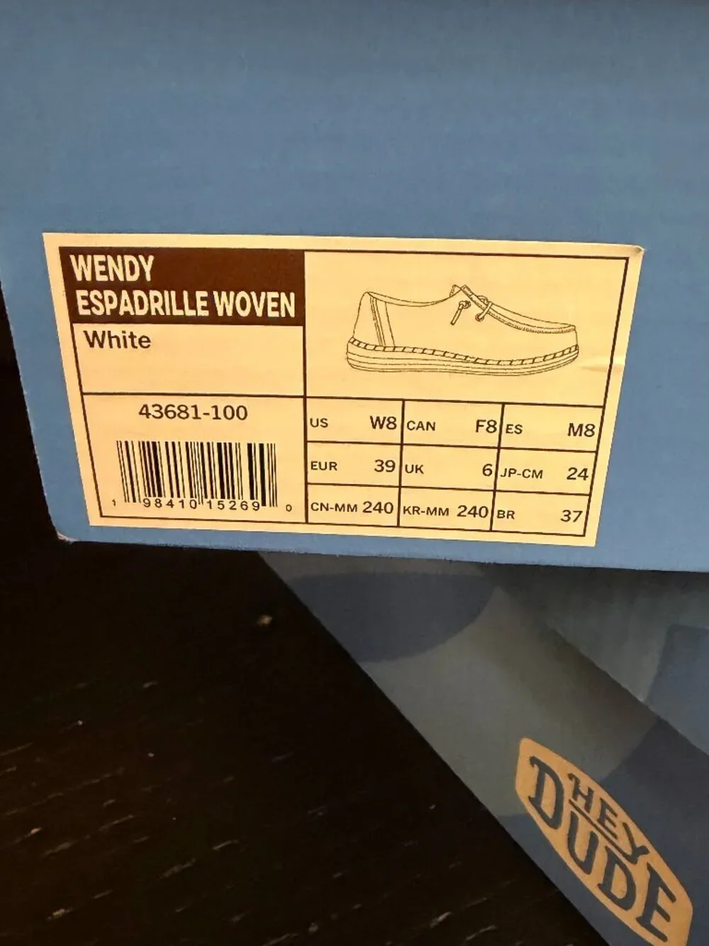 HEYDUDE Wendy Espadrille Woven White Slip-On Shoes Women’s Size 8 NIB